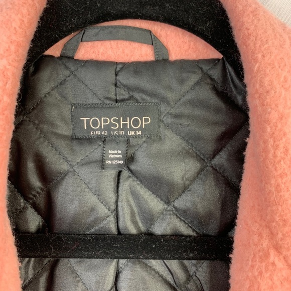 Topshop Wool Moto Jacket Pink Blend Winter Coat 10 - Picture 6 of 13